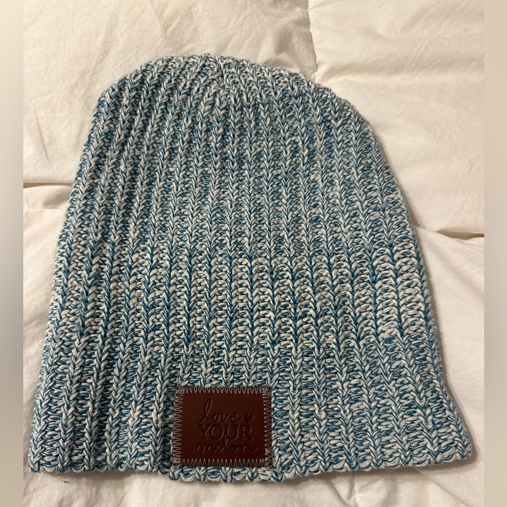 Love Your Melon Beanie - Teal and Cream Knit Beanie